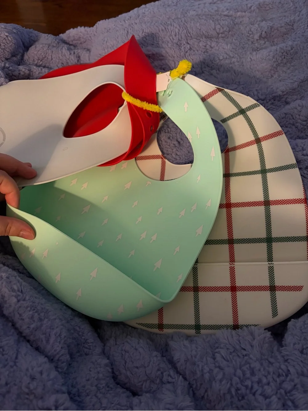 Silicone Kids Bibs Set in Mint, Red, and Light Gray - Target